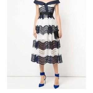 Self Portrait off shoulder wave guipure  dress